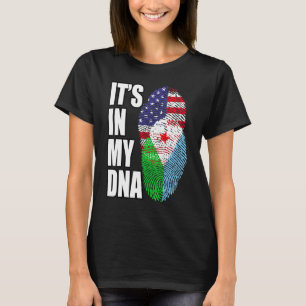 T-shirt Américain Et Djiboutien Mix Adn Drapeau Patrimoine