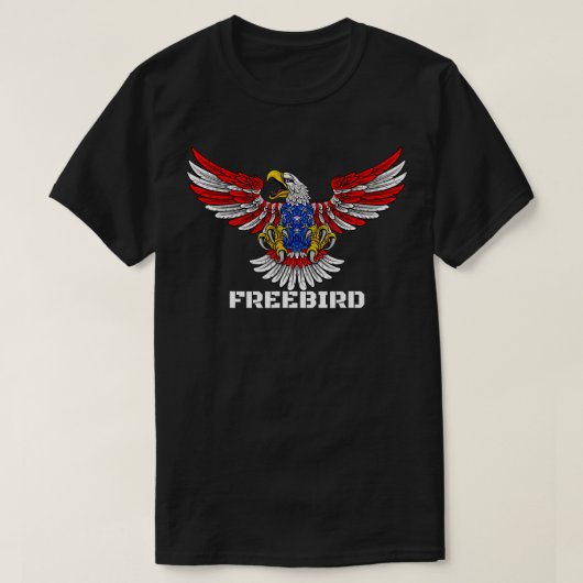 T-SHIRT AMÉRICAIN FLAG EAGLE FREEBIRD (Design devant)