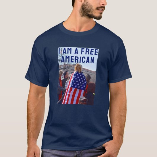 T-shirt américain libre (noir) (Devant)