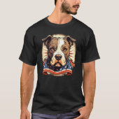 T-shirt Américain Pitbull Terrier drôle avec drapeau améri (Devant)