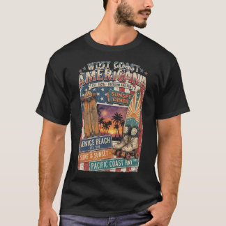 T-shirt Américaine de la côte ouest Surf rétro Venice Beac