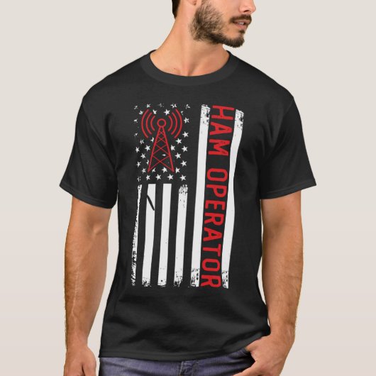 T-shirt American Amatuer Radio Ham Radio Operator USA Drap (Devant)