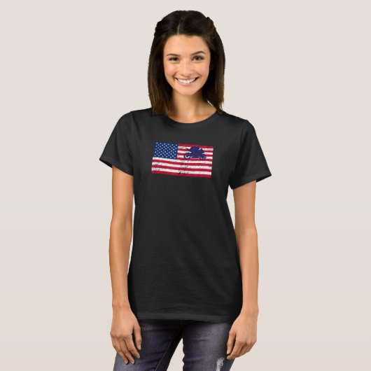 T-shirt American America Moto Moto Motorcycle Racer (Devant entier)