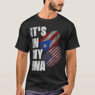 T-shirt American and Puerto Rican Mix DNA Flag Heritage
