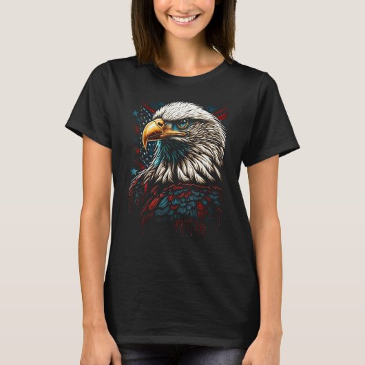 T-shirt American Bald Eagle Eyes Flag Country 3 (Devant)