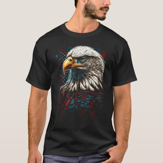T-shirt American Bald Eagle Eyes Flag Country 3 (Devant)