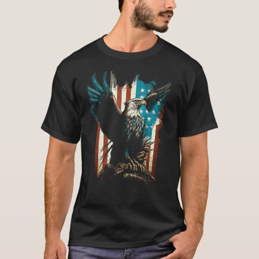 T-shirt American Bald Eagle Eyes Flag Country 6 (Devant)