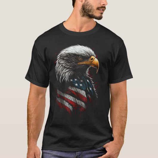 T-shirt American Bald Eagle Eyes Flag Country 9 (Devant)