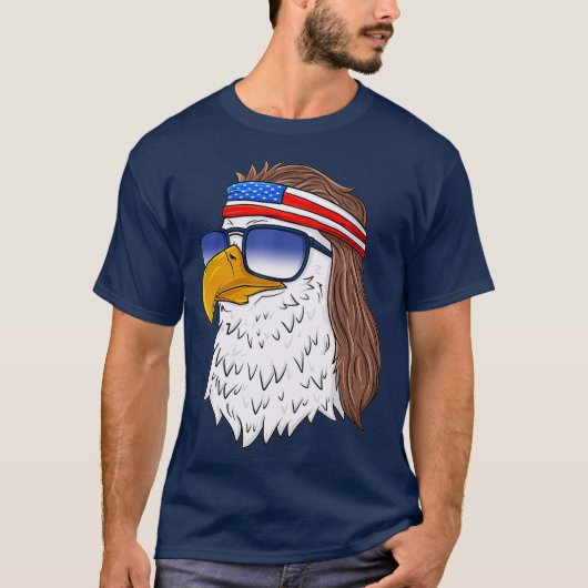 T-shirt American Bald Eagle Mullet 4 juillet Funny USA (Devant)