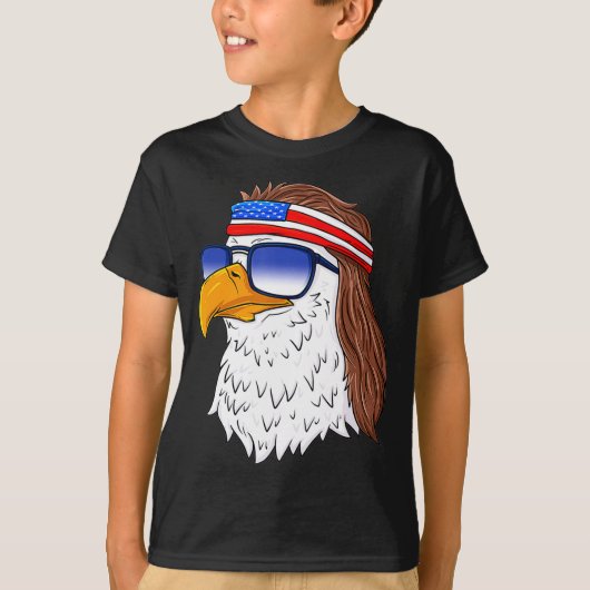 T-shirt American Bald Eagle Mullet 4th Of July Funny Usa  (Devant)