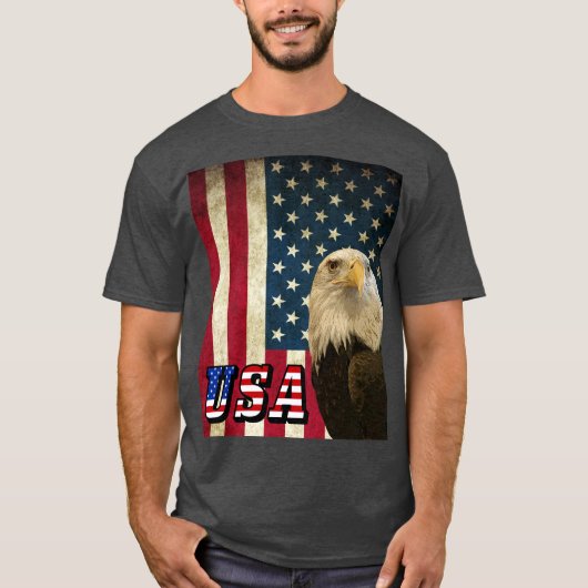 T-shirt American Bald Eagle Retro Drapeau, USA Shirt - ZKO (Devant)
