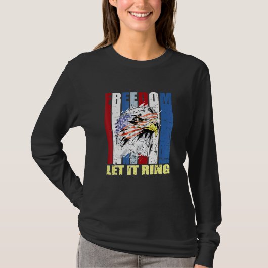 T-shirt American Bald Eagle Us Drapeau Let Freedom Ring 4t (Devant)