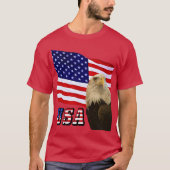 T-shirt American Bald Eagle USA Flag & Font Unisex (Devant)