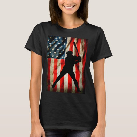 T-shirt American Baseball player and USA flag patriotic co (Devant)