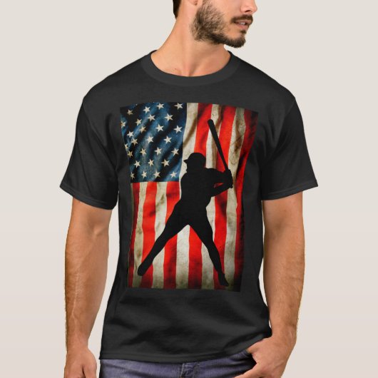 T-shirt American Baseball player and USA flag patriotic co (Devant)