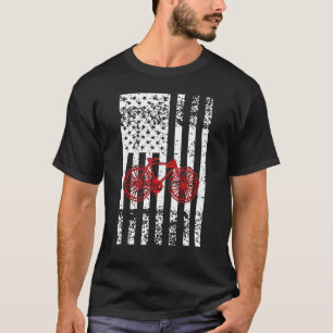T-shirt American Biker Bicyclette Drapeau Usa 4 juillet