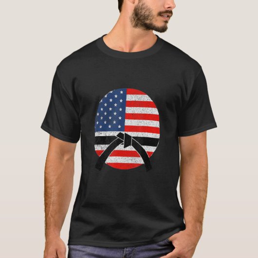 T-shirt American Black Belt Karate Brésilien Jiu Jitsu Jud (Devant)