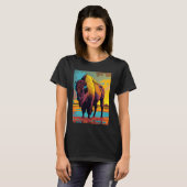 T-shirt American Buffalo Animal Pop Bison Grilling (Devant entier)