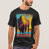 T-shirt American Buffalo Animal Pop Bison Grilling (Devant)