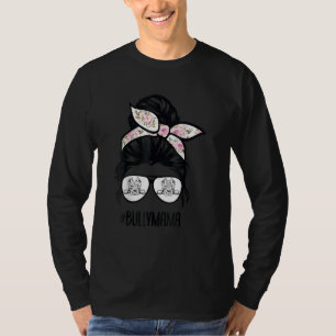 T-shirt American Bully Mom Messy Bun Lunettes de cheveux B