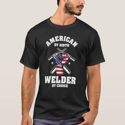 T-shirt American By Birth Welder By Choice Patriotic Mecha (Devant)