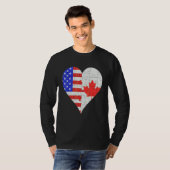 T-shirt American Canadian Flag Heart (Devant entier)