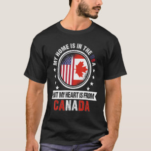T-shirt American Canadian Flag Heart from Canada American