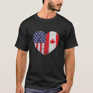 T-shirt American Canadian Heart Valentines Day Funny USA F