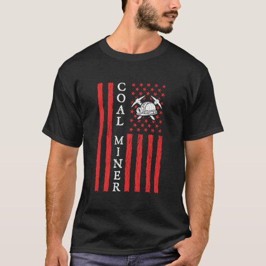 T-shirt American Coal Miner Usa Flag Mining Miner For (Devant)