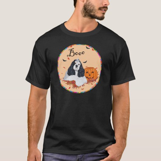 T-shirt American Cocker Spaniel Halloween (Devant)
