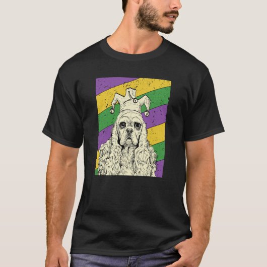 T-shirt American Cocker Spaniel Jester Mardi Gras Dog Mom (Devant)