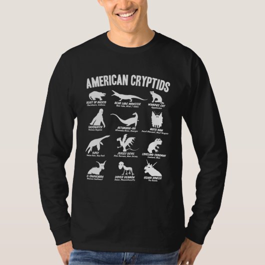 T-shirt American Cryptids Cryptozoology Chart (Devant)