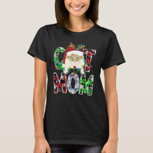 T-shirt American Curl Chat Maman Lights Plaid Xmas Reindee