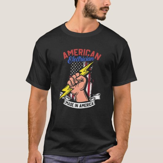 T-shirt American Electrician  US Flag  Electrical Engineer (Devant)