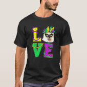 T-shirt American Eskimo Chien I Love Puppy Mardi Gras Homm (Devant)