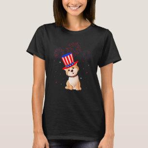 T-shirt American Eskimo Chien Rouge Blanc Bleu Feu d'artif