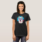 T-shirt American Eskimo Dog Wearing Sunglasses Retro (Devant entier)