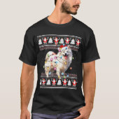 T-shirt American Eskimo Dog Xmas Lights Ugly Sweater Chris (Devant)