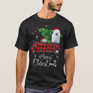 T-shirt American Eskimo Red Truck Christmas drôle chien