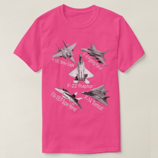 T-shirt American Fighters Jets F22 Raptor F14 omcat Plane (Design devant)