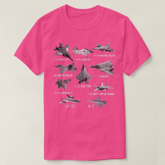 T-shirt American Fighters Jets F22 Raptor F14 omcat Plane (Design devant)