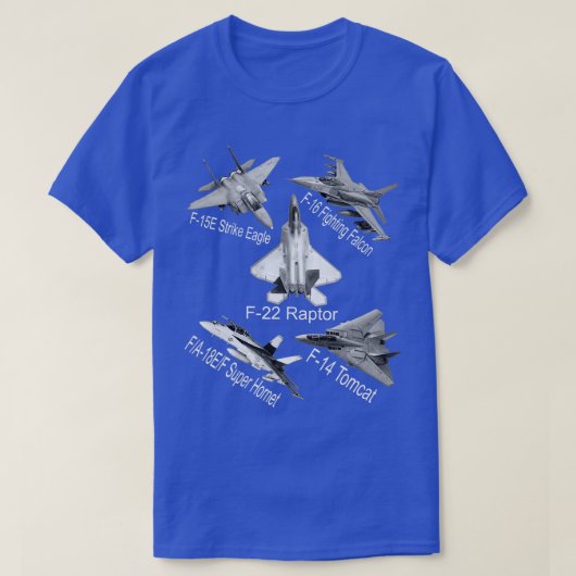 T-shirt American Fighters Jets F22 Raptor F14 Tomcat Plane (Design devant)