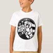 T-shirt American Firefighter Hero Gras Noir Et Blanc (Devant)