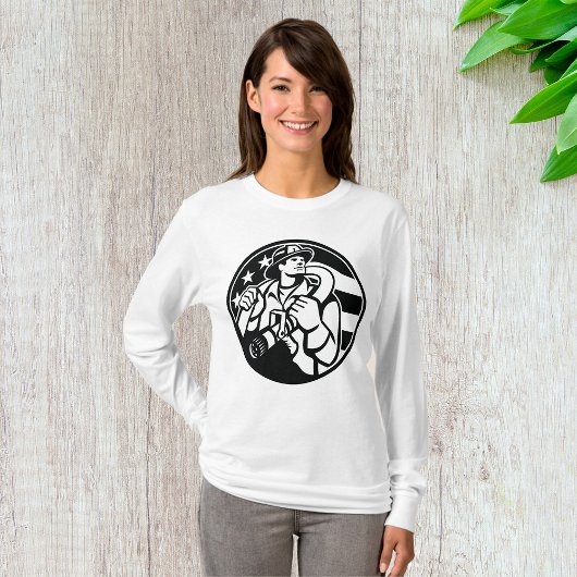 T-shirt American Firefighter Hero Gras Noir Et Blanc