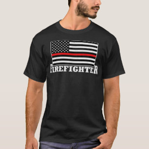 T-shirt American Fireman Fire Fighter US Flag Firefighter