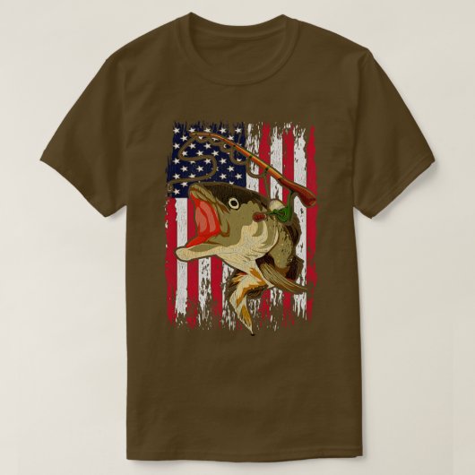 T-shirt American Fishman Angle Fish US Drapeau Pêche (Design devant)