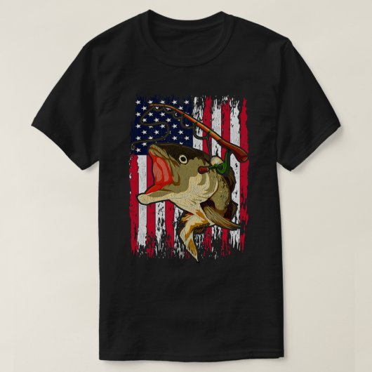 T-shirt American Fishman Angle Fish US Drapeau Pêche (Design devant)