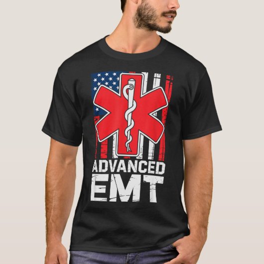 T-shirt American Flag Advanced Emt Aemt Medical Technician (Devant)