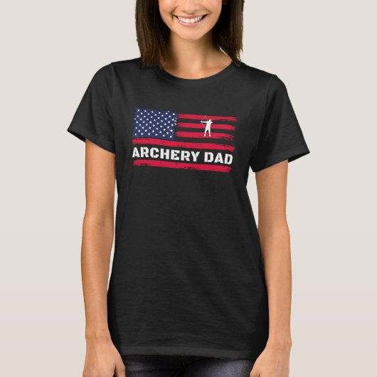 T-shirt American Flag Archery Dad Father's Day (Devant)