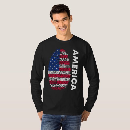 T-shirt American flag as fingerprint motif (Devant entier)